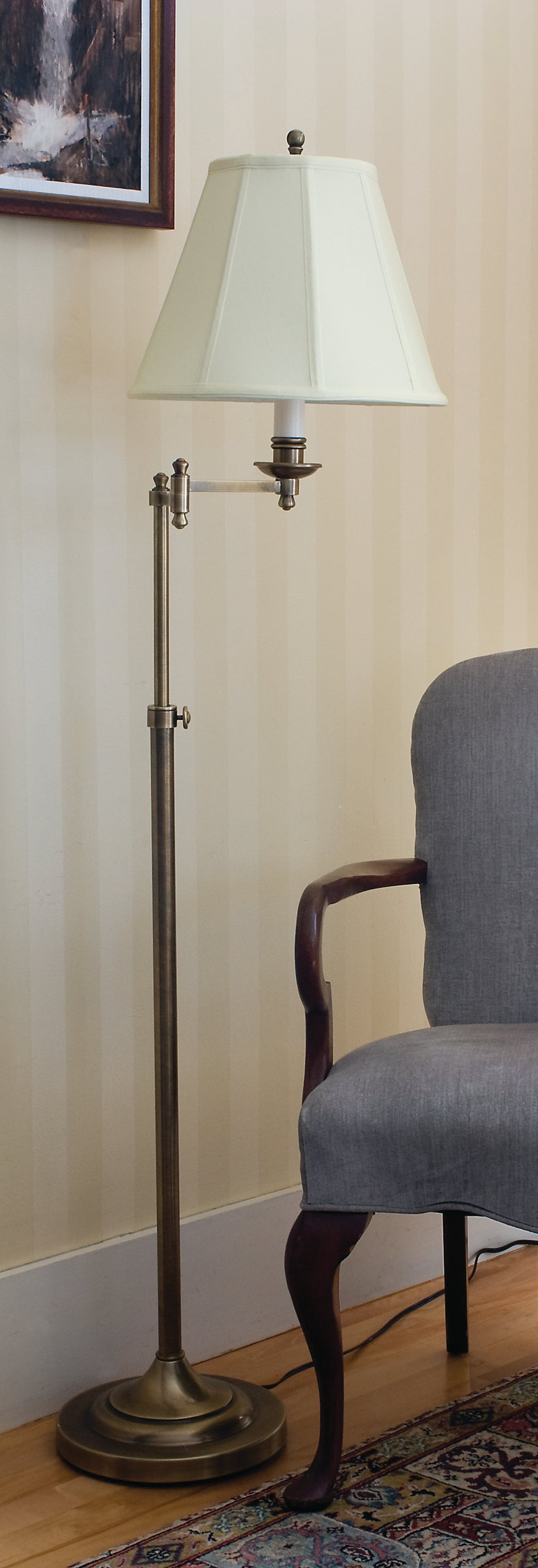 45-inch Club Antique Brass Floor Lamp