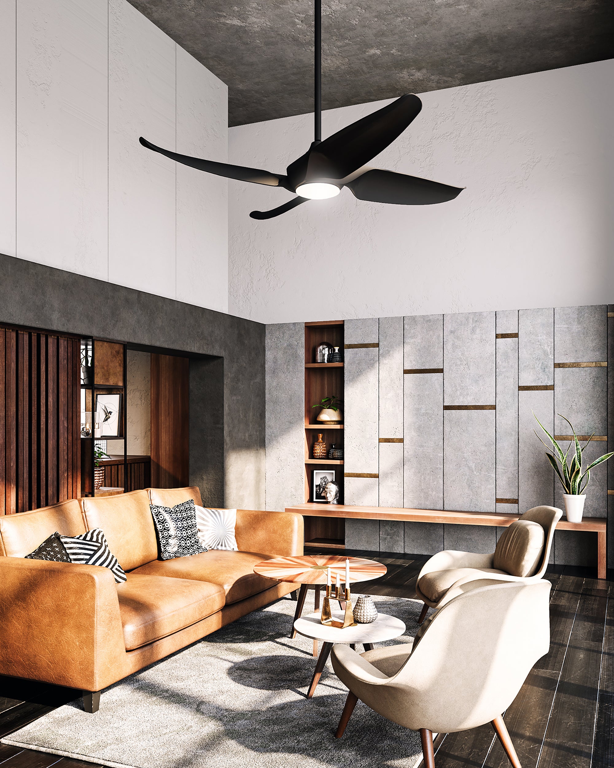 Coronado 56-in Matte Black Reversible DC LED Ceiling Fan