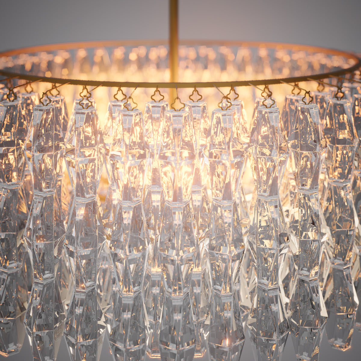 Prism 46-inch 34-light Aged Brass Dimmable Round Chandelier with Clear Glass