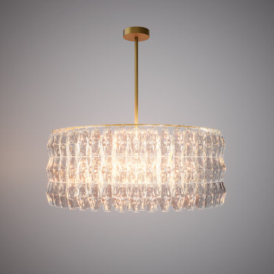 Prism 46-inch 34-light Aged Brass Dimmable Round Chandelier with Clear Glass