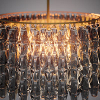 Prism 46-inch 34-light Aged Brass Dimmable Round Chandelier with Smoke Glass