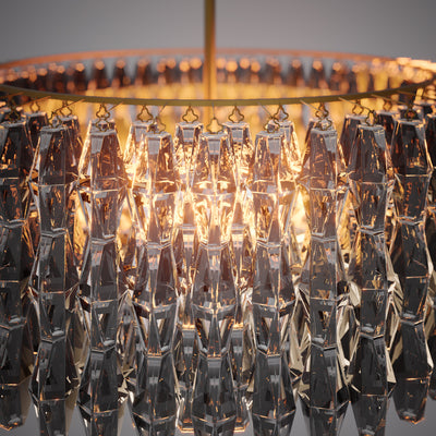 Prism 46-inch 34-light Aged Brass Dimmable Round Chandelier with Smoke Glass