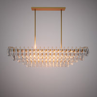 Prism 54-inch 19-light Aged Brass Dimmable Linear Chandelier with Clear Glass