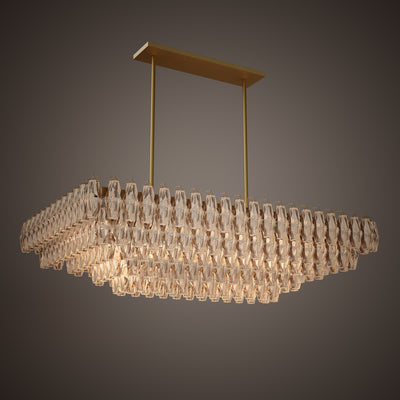 Prism 54-inch 19-light Aged Brass Dimmable Linear Chandelier with Amber Glass