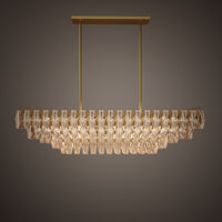 Prism 54-inch 19-light Aged Brass Dimmable Linear Chandelier with Amber Glass