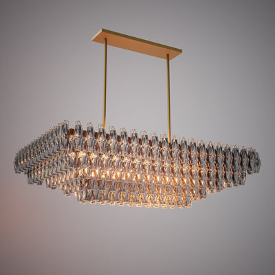 Prism 54-inch 19-light Aged Brass Dimmable Linear Chandelier with Smoke Glass
