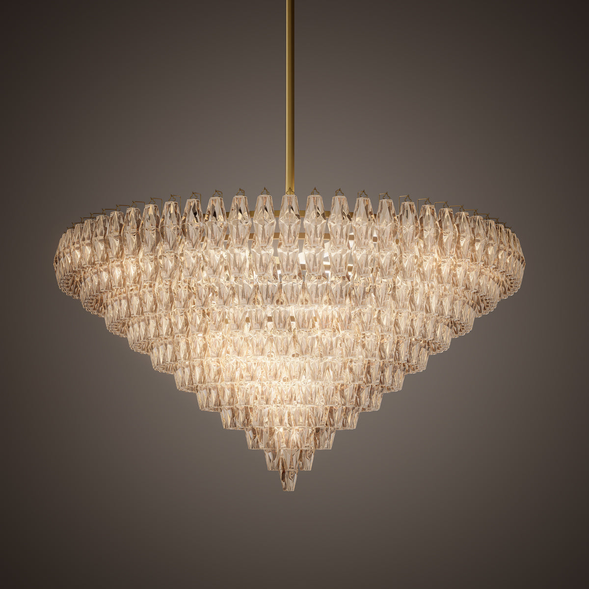 Prism 61-inch 36-light Aged Brass Round Chandelier with Amber Glass