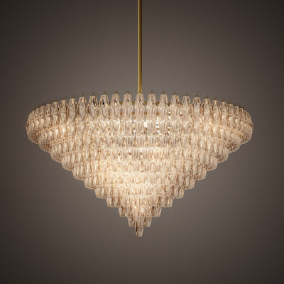 Prism 61-inch 36-light Aged Brass Round Chandelier with Amber Glass