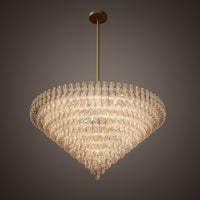 Prism 61-inch 36-light Aged Brass Round Chandelier with Amber Glass