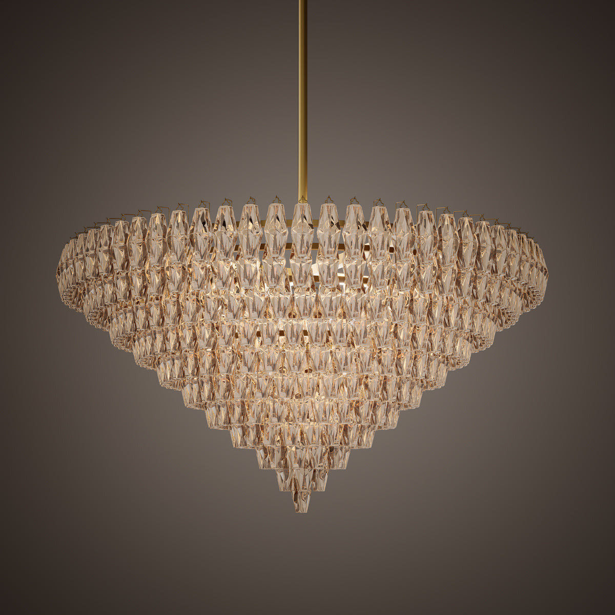 Prism 61-inch 36-light Aged Brass Round Chandelier with Amber Glass