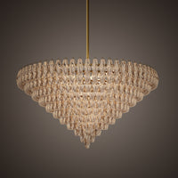 Prism 61-inch 36-light Aged Brass Round Chandelier with Amber Glass