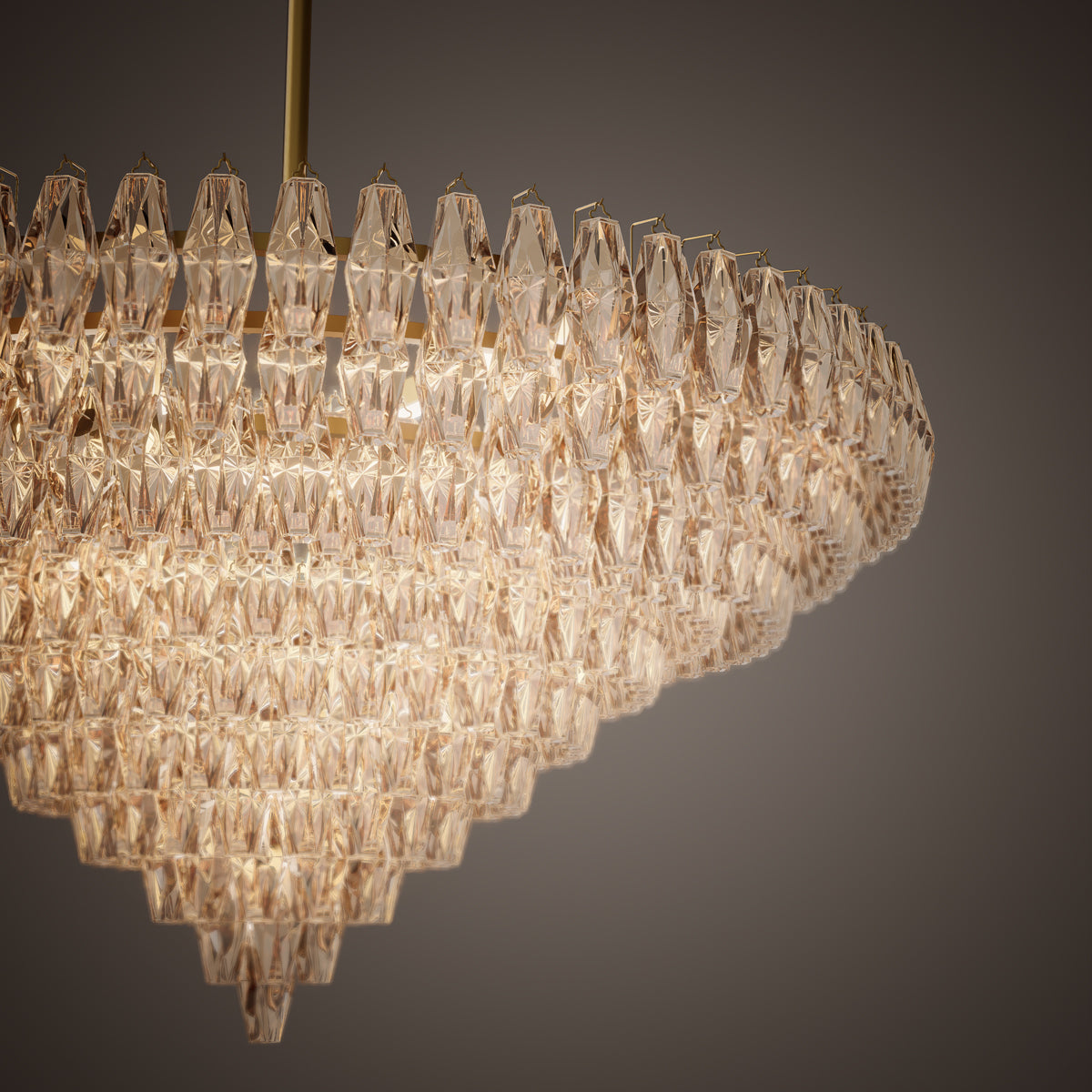 Prism 61-inch 36-light Aged Brass Round Chandelier with Amber Glass