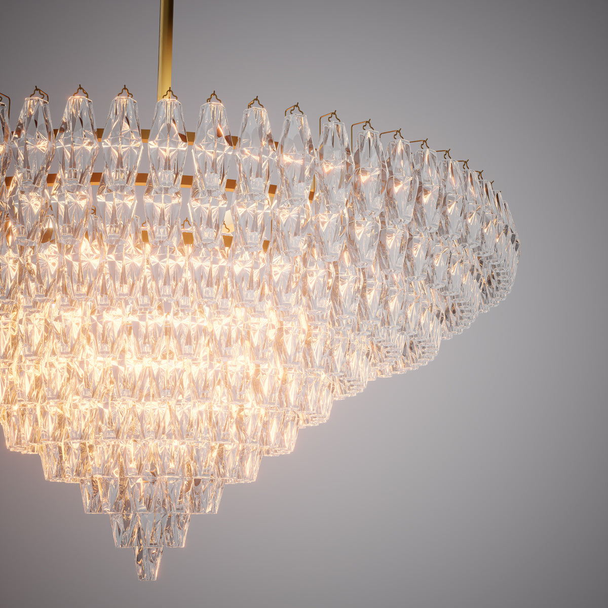 Prism 61-inch 36-light Aged Brass Round Chandelier with Clear Glass