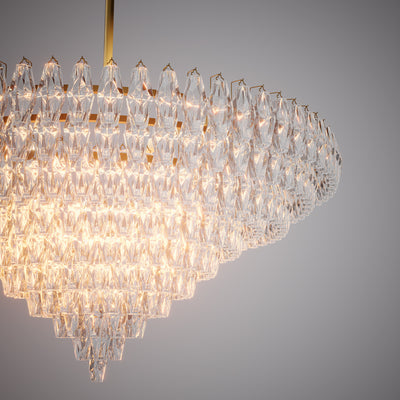 Prism 61-inch 36-light Aged Brass Round Chandelier with Clear Glass