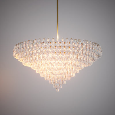 Prism 61-inch 36-light Aged Brass Round Chandelier with Clear Glass