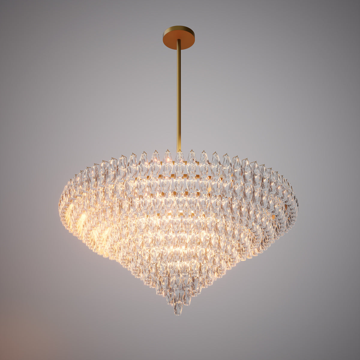 Prism 61-inch 36-light Aged Brass Round Chandelier with Clear Glass