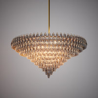 Prism 61-inch 36-light Aged Brass Round Chandelier with Smoke Glass