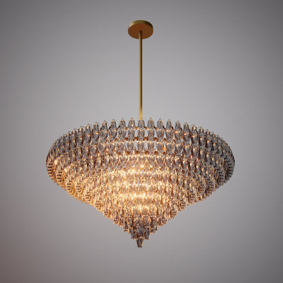 Prism 61-inch 36-light Aged Brass Round Chandelier with Smoke Glass
