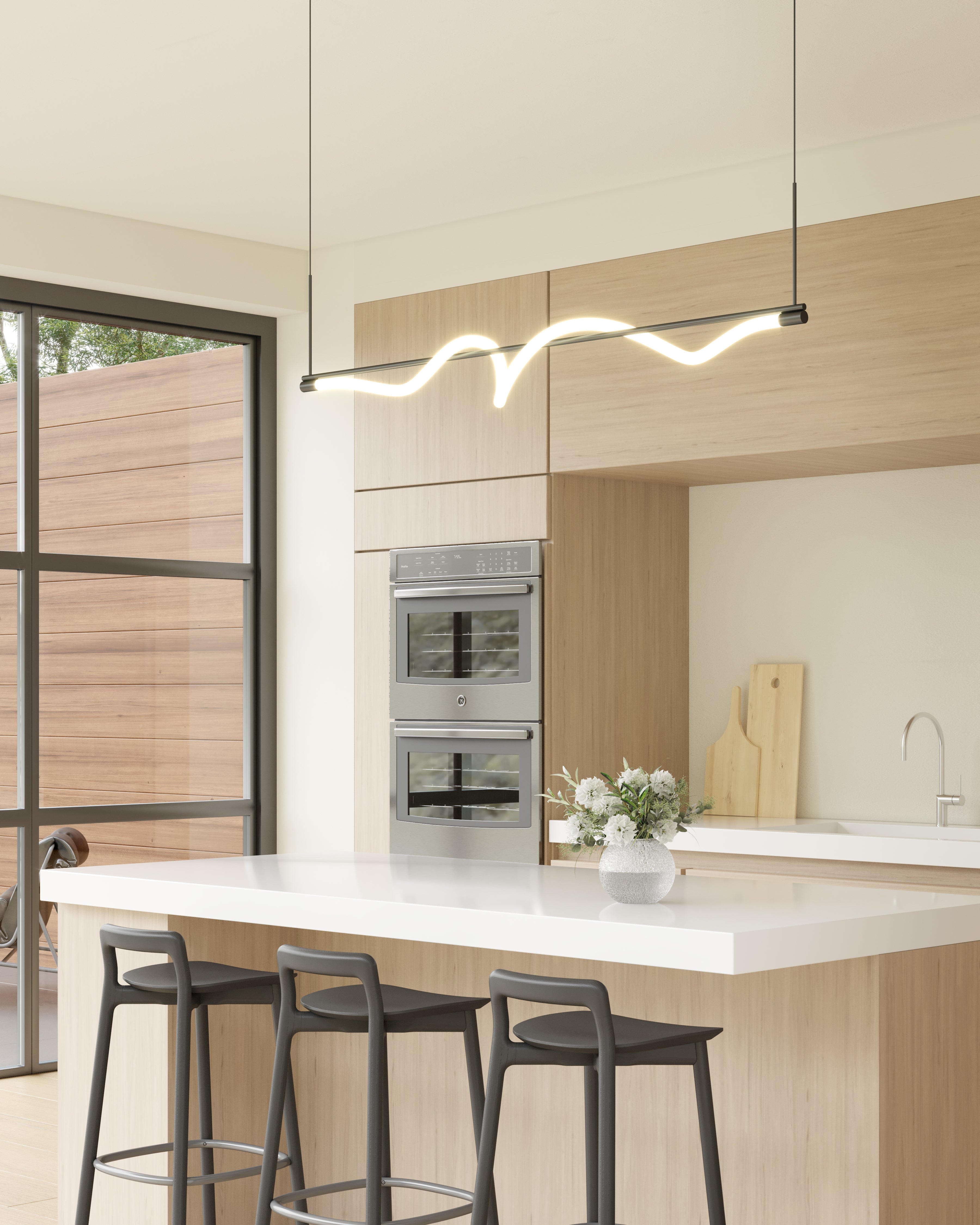 Cursive 54-in Aluminum Linear Pendant
