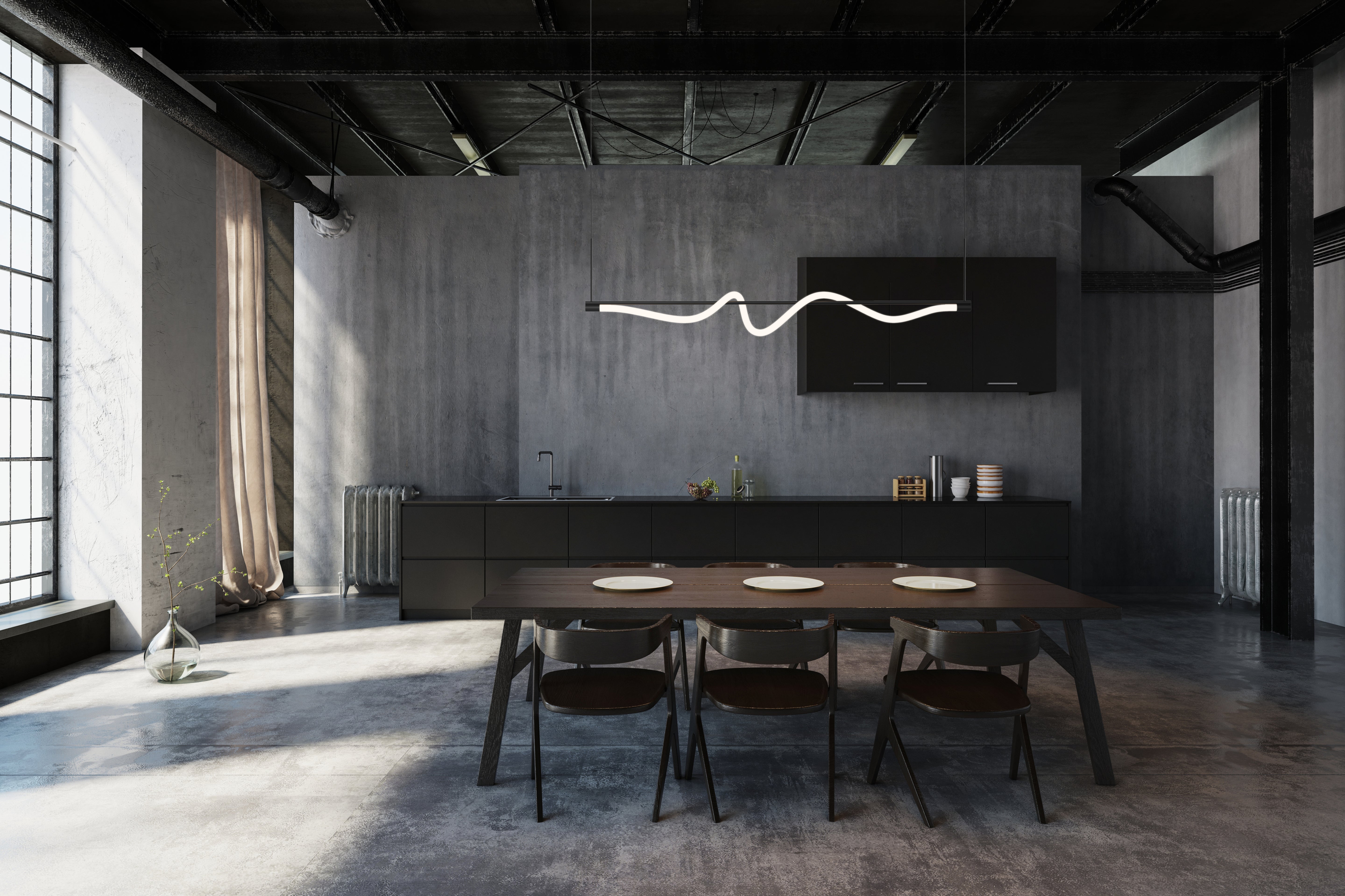 Cursive 54-in Aluminum Linear Pendant