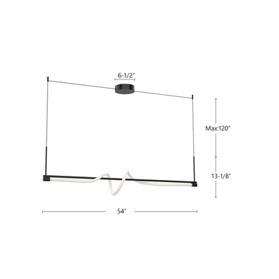 Cursive 54-in Aluminum Linear Pendant