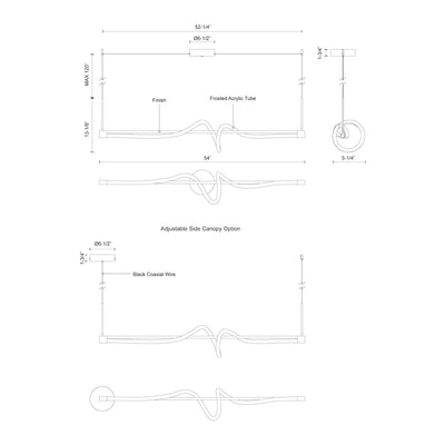 Cursive 54-in Aluminum Linear Pendant