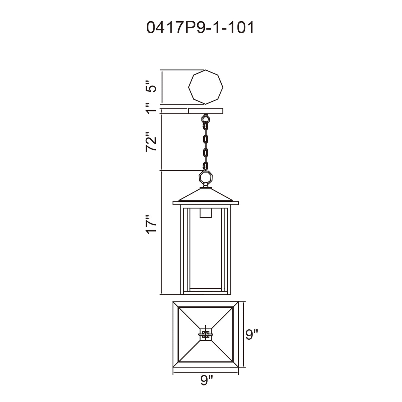 Crawford Outdoor Hanging Lights Black 1 Light