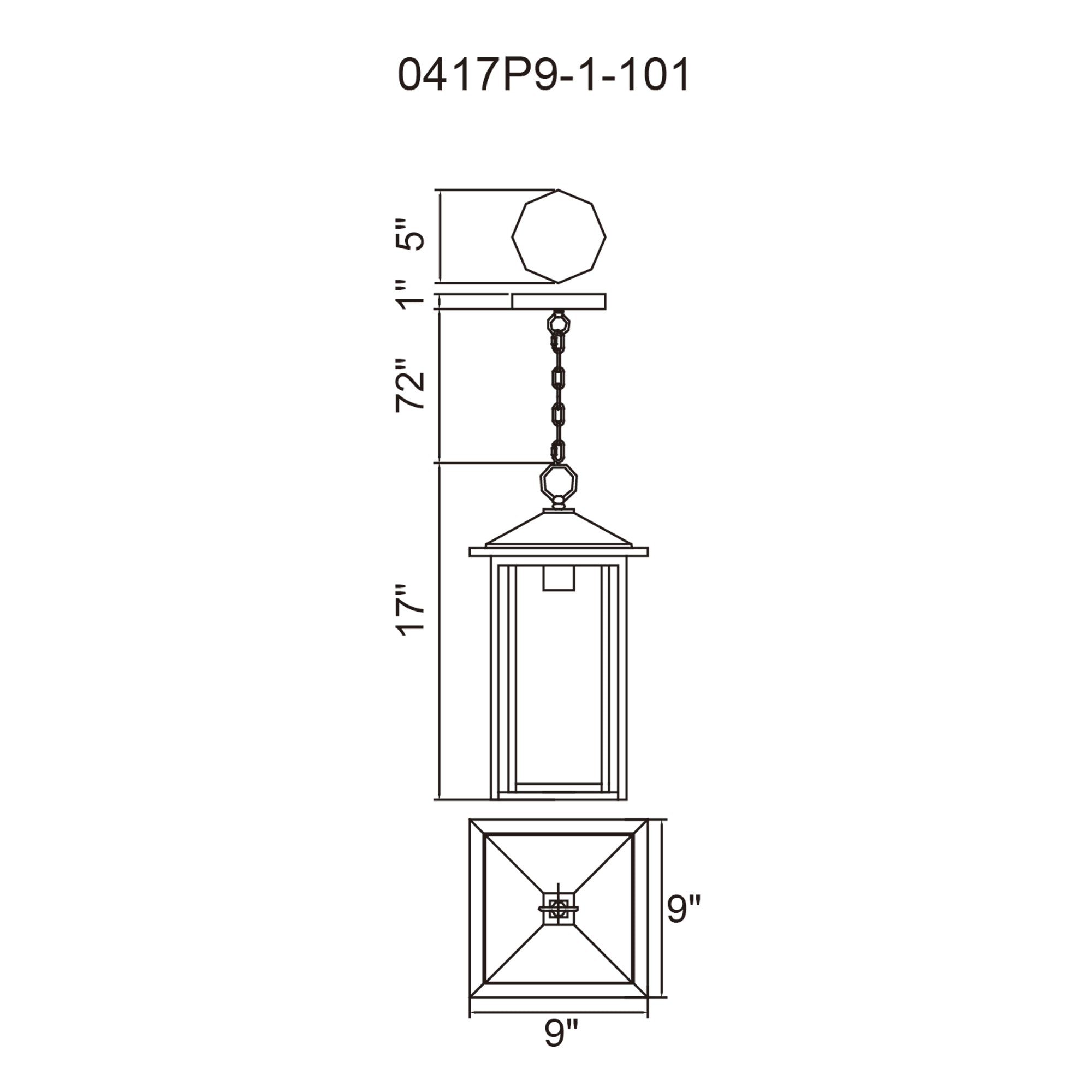Crawford Outdoor Hanging Lights Black 1 Light