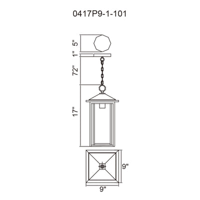Crawford Outdoor Hanging Lights Black 1 Light