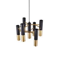 Anem 7 Light Matte Black and Satin Gold Down Chandelier