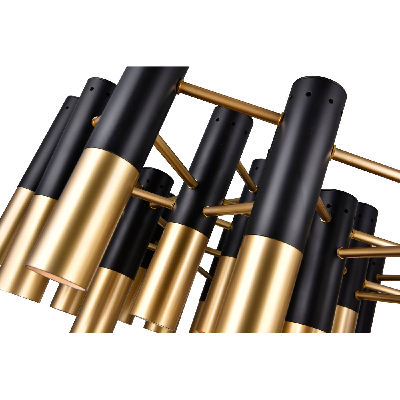 Anem 19 Light Matte Black and Satin Gold Down Chandelier