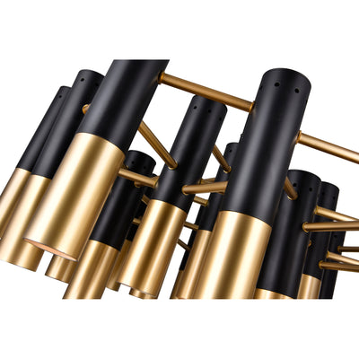 Anem 19 Light Matte Black and Satin Gold Down Chandelier