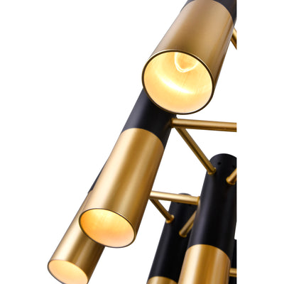 Anem 19 Light Matte Black and Satin Gold Down Chandelier