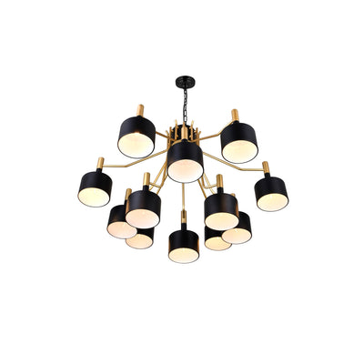 Corna 12 Light Matte Black and Satin Gold Down Chandelier