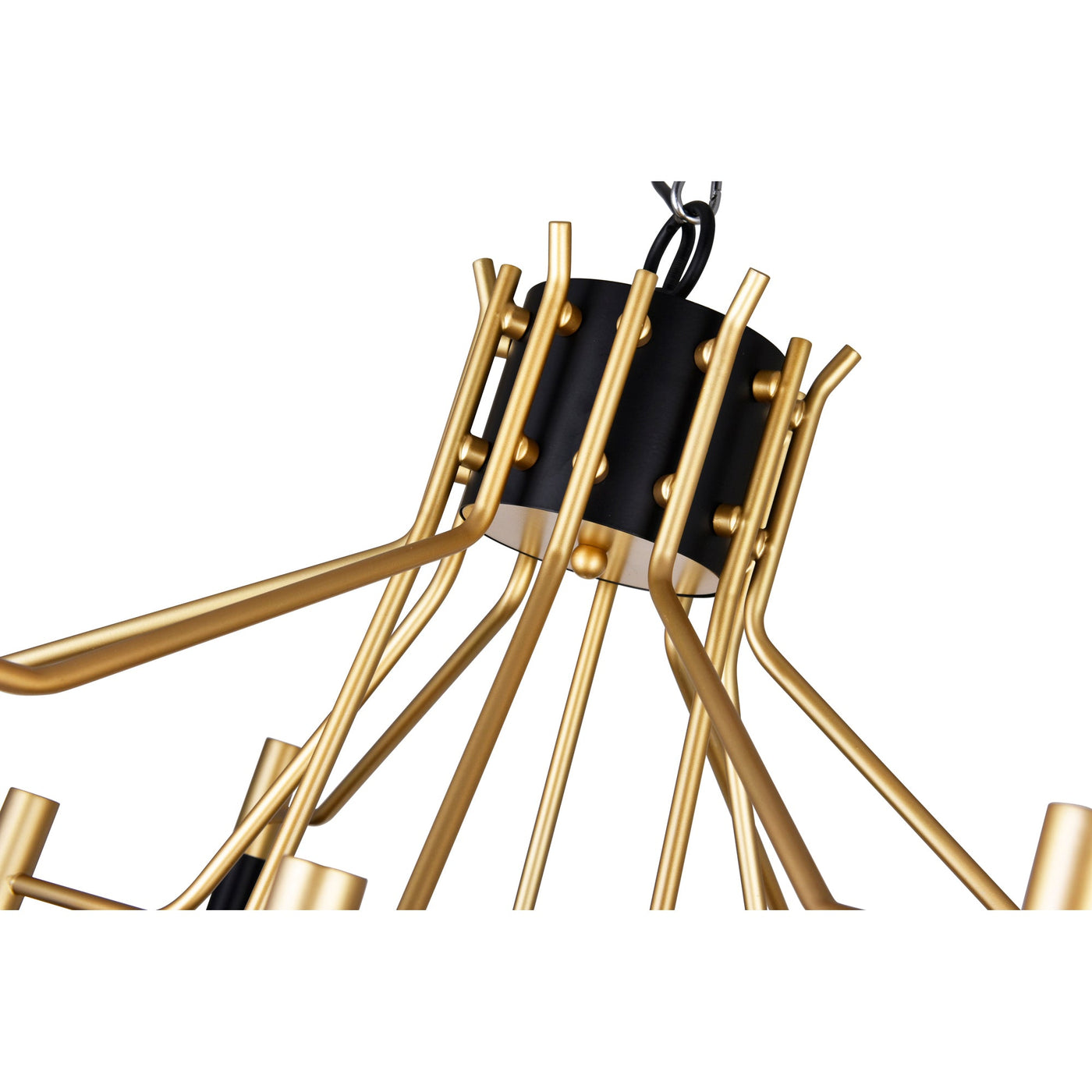 Corna 12 Light Matte Black and Satin Gold Down Chandelier