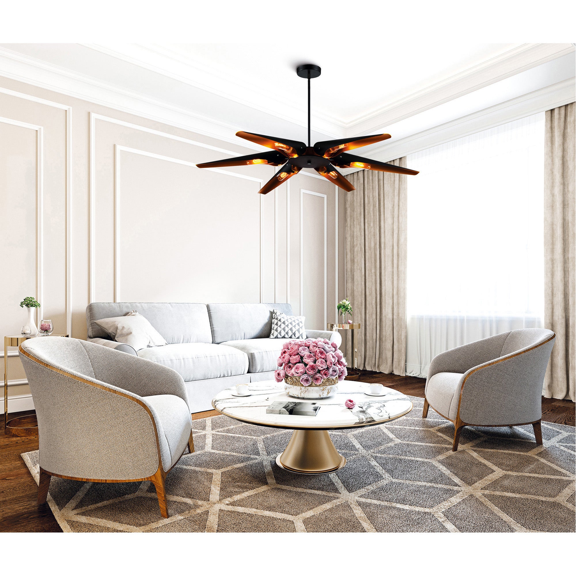 Amar 6 Light Matte Black Chandelier