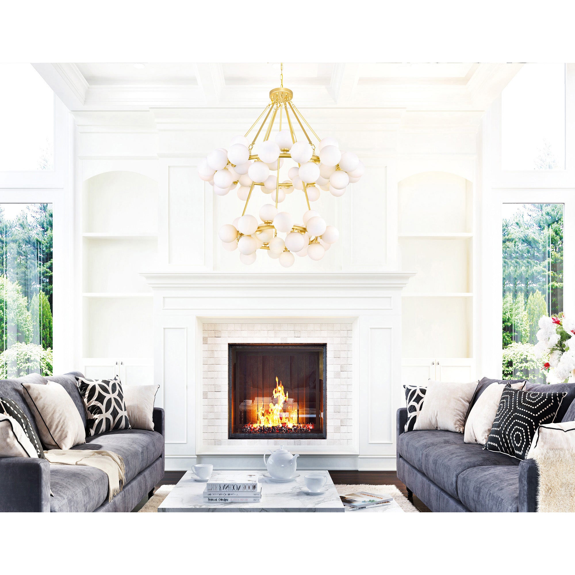 Arya Chandeliers 70 Light Satin Gold