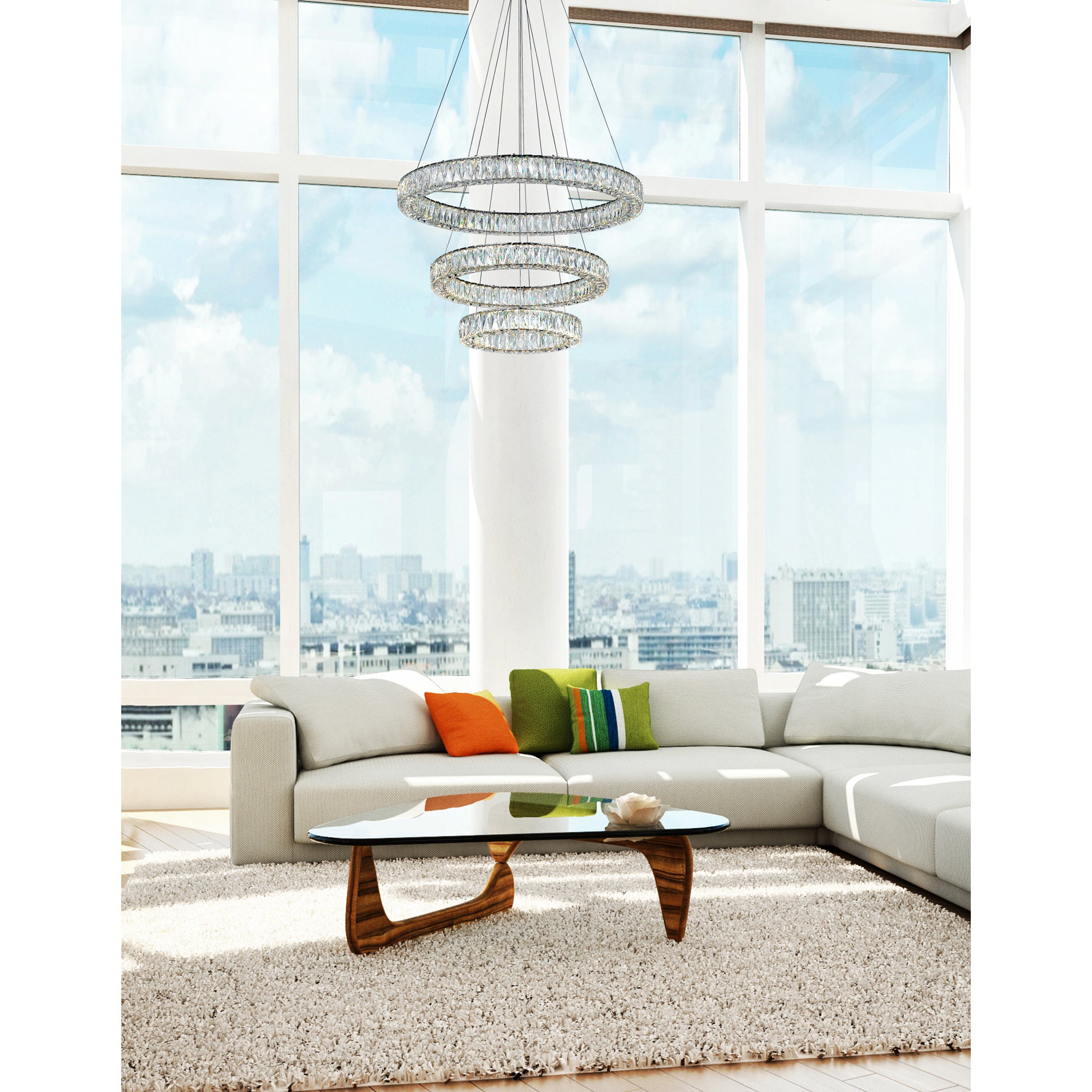 Madeline Chandeliers LED 3 Ring Chrome