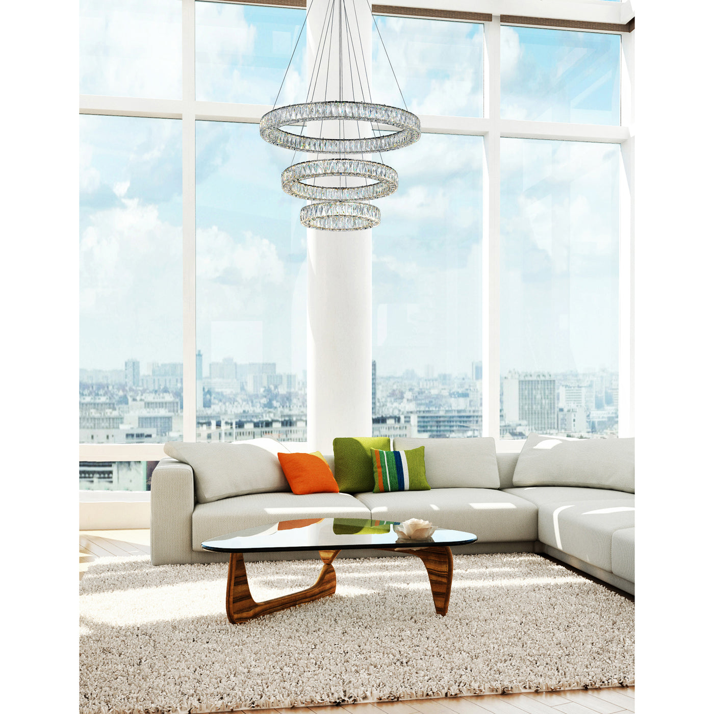 Madeline Chandeliers LED 3 Ring Chrome
