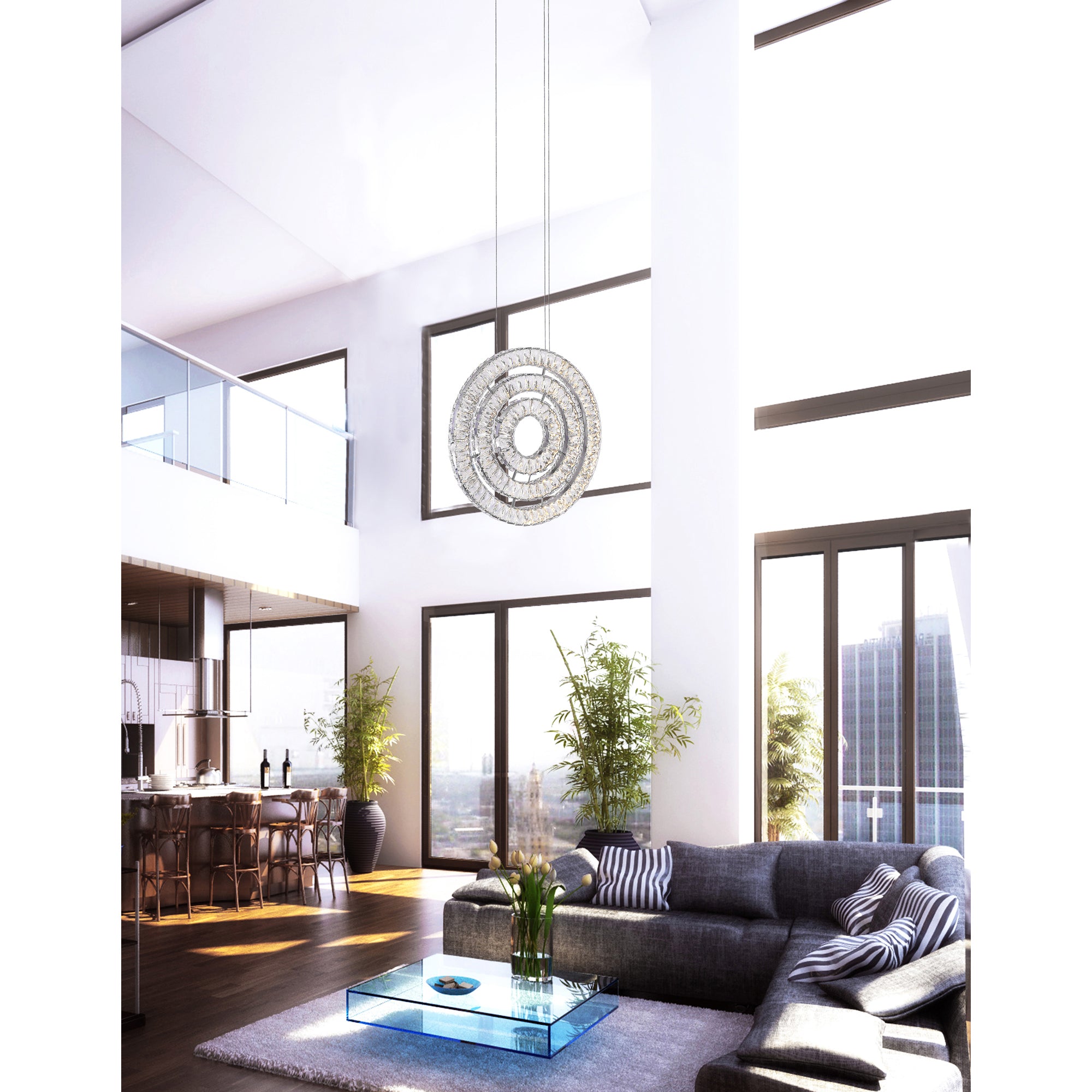 Celina Chandeliers 3 Ring Chrome Finish