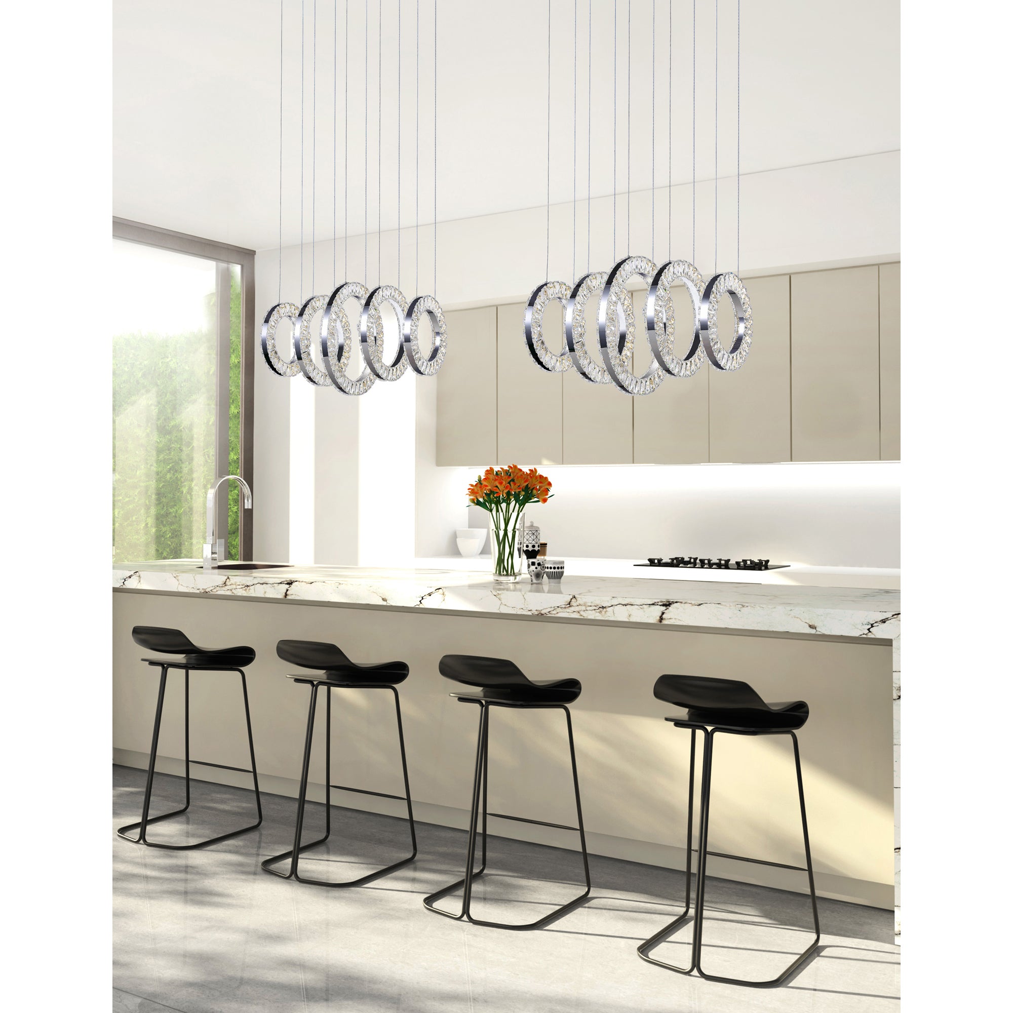 Celina Chandeliers Chrome 5 Ring LED