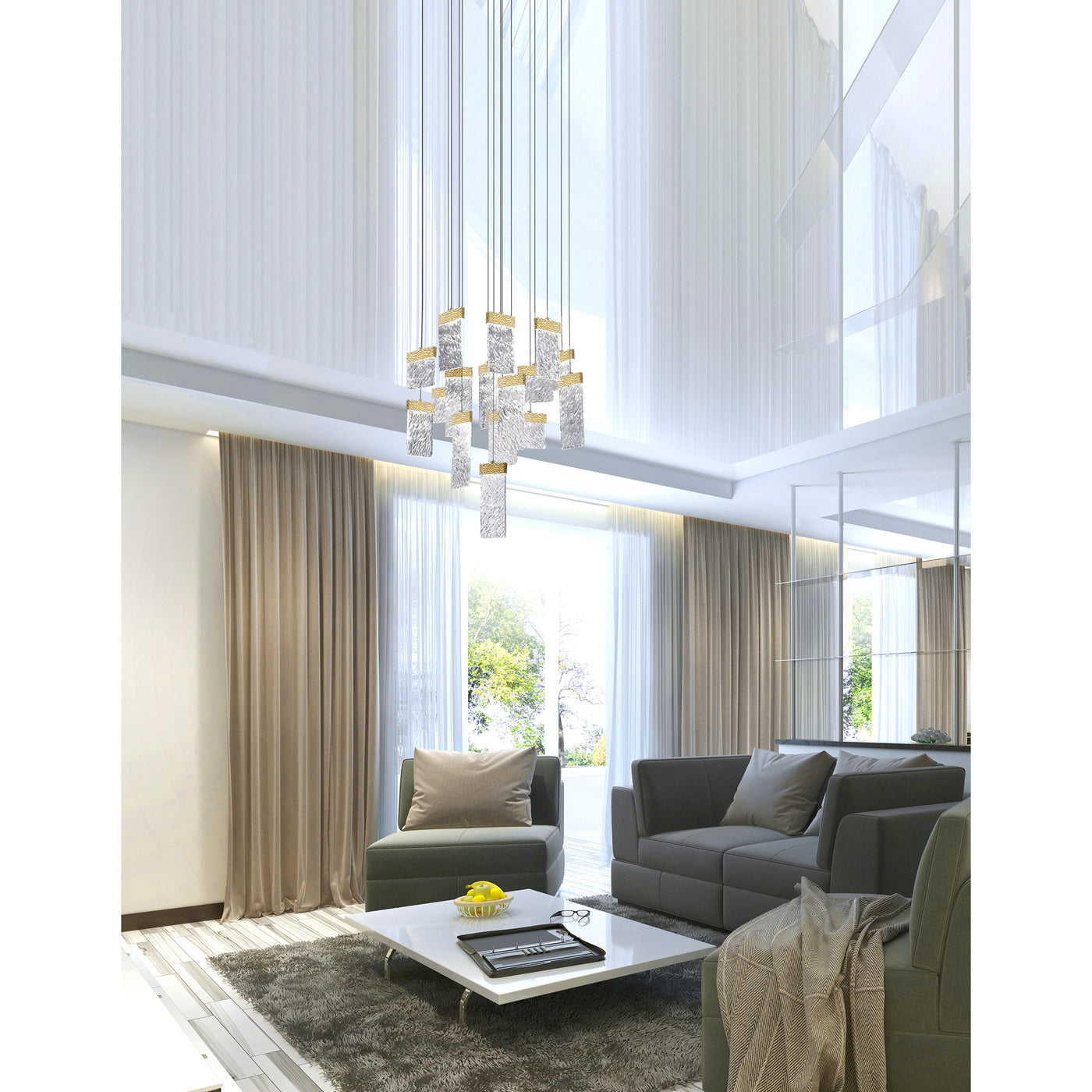 Carolina Integrated LED 32 Inch Gold Leaf Chandelier