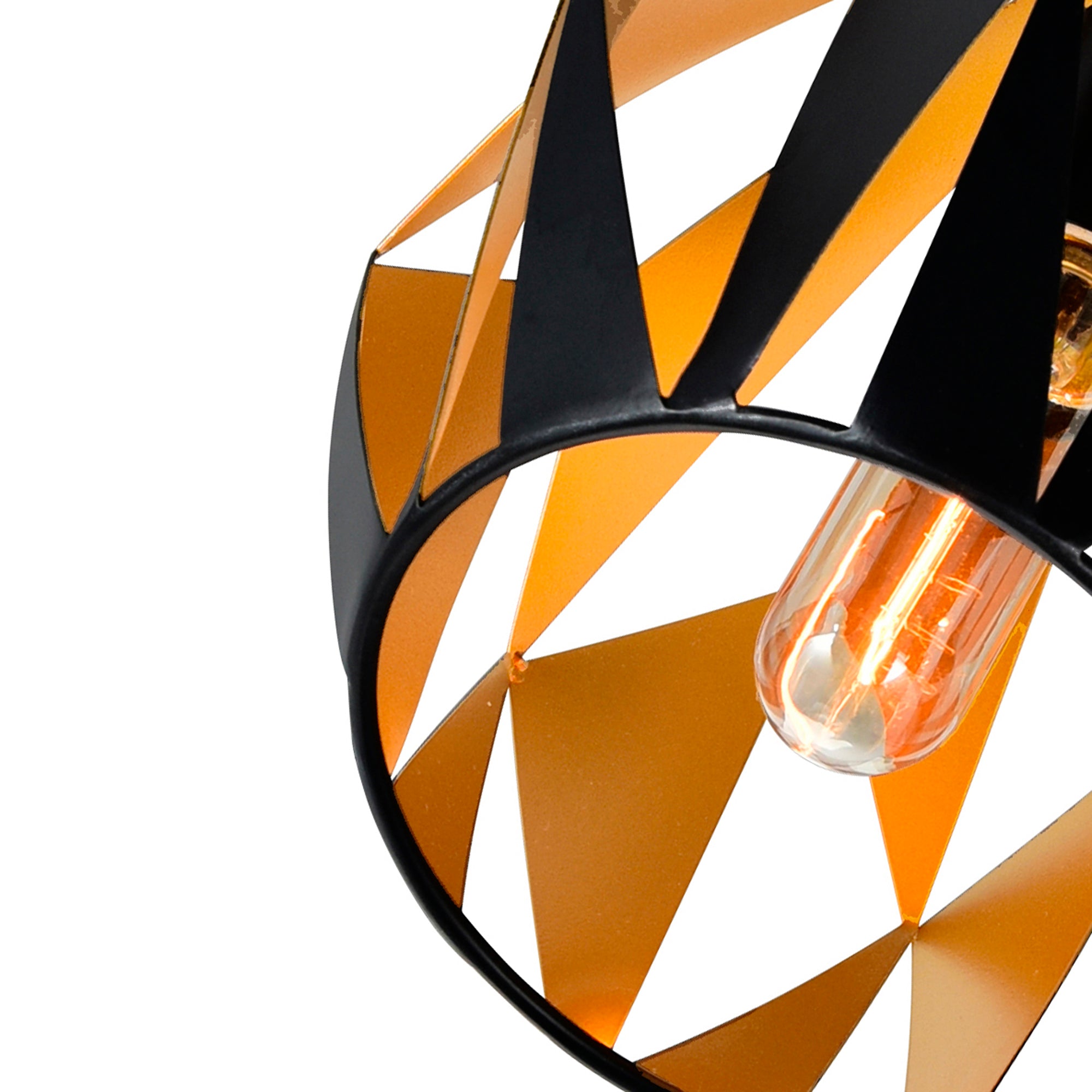 Oxide 1 Light 8in Black Mini Pendant with Copper Down Design