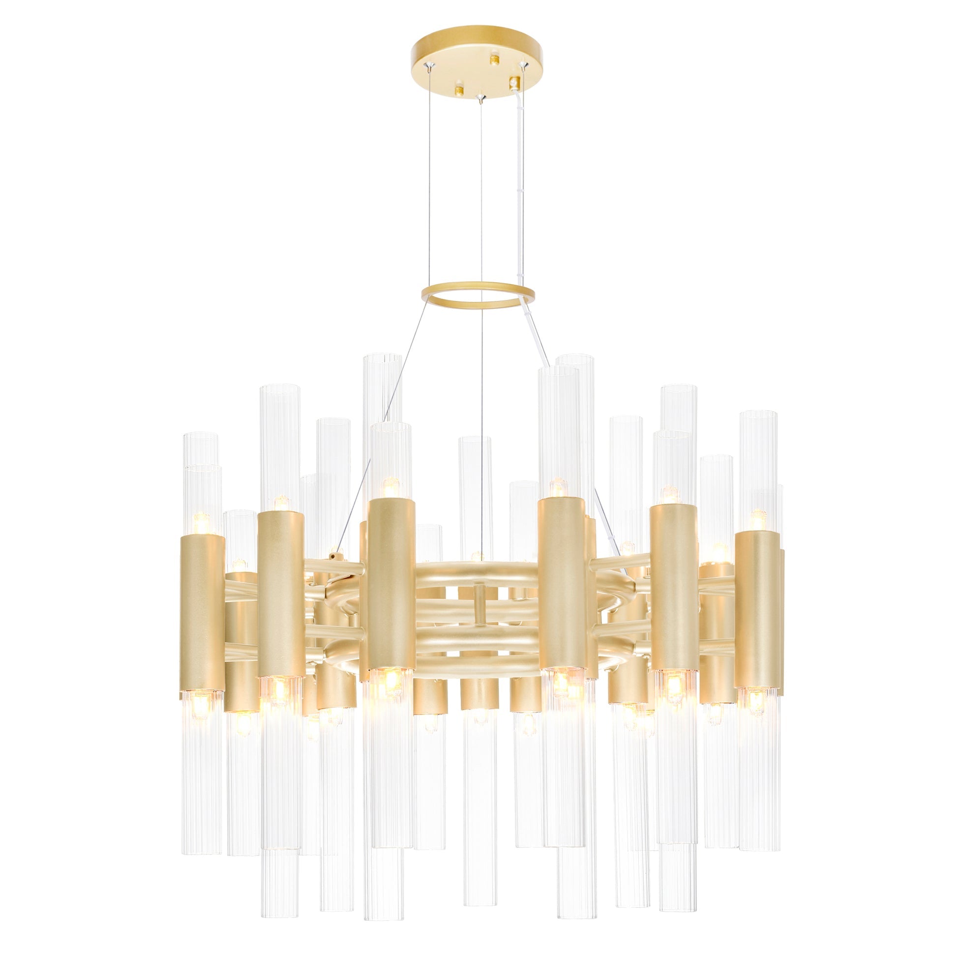 Orgue 42 Light 20in Gold Chandelier Satin Finish