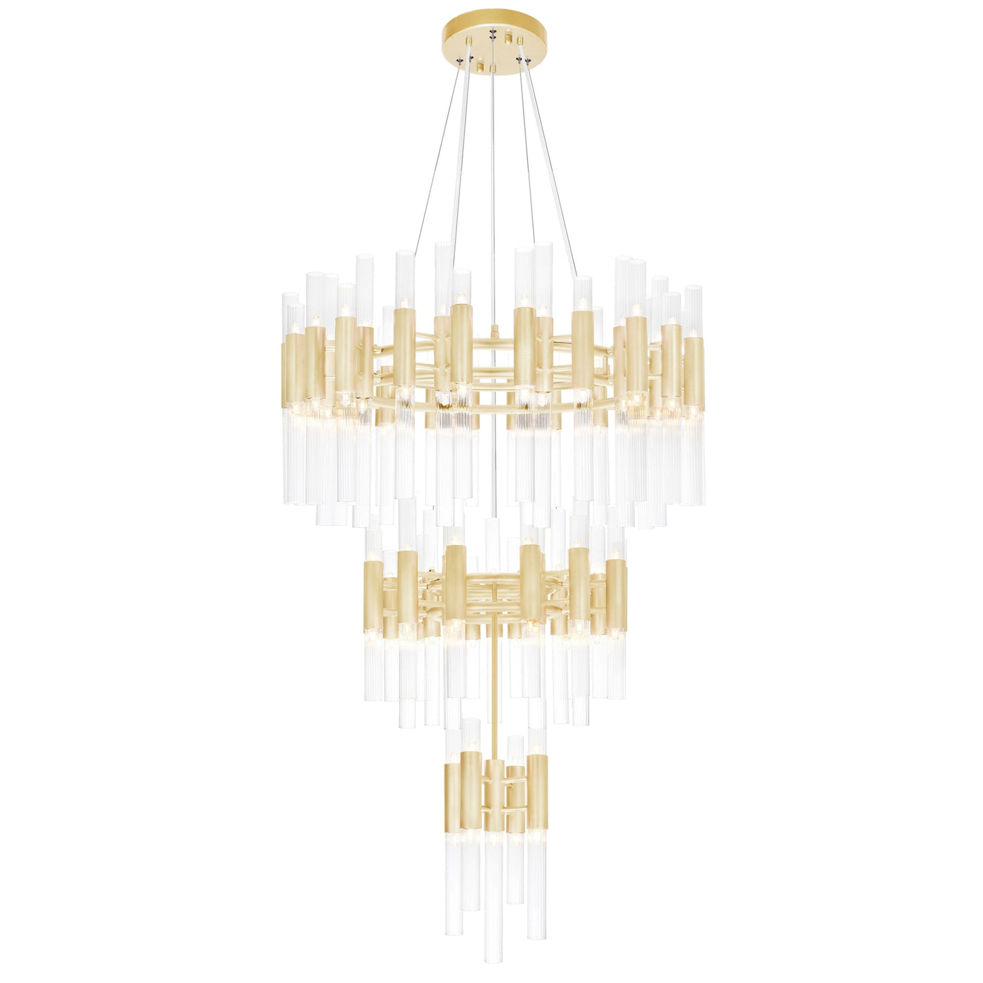 Orgue 123 Light Gold Chandelier with Satin Gold Finish