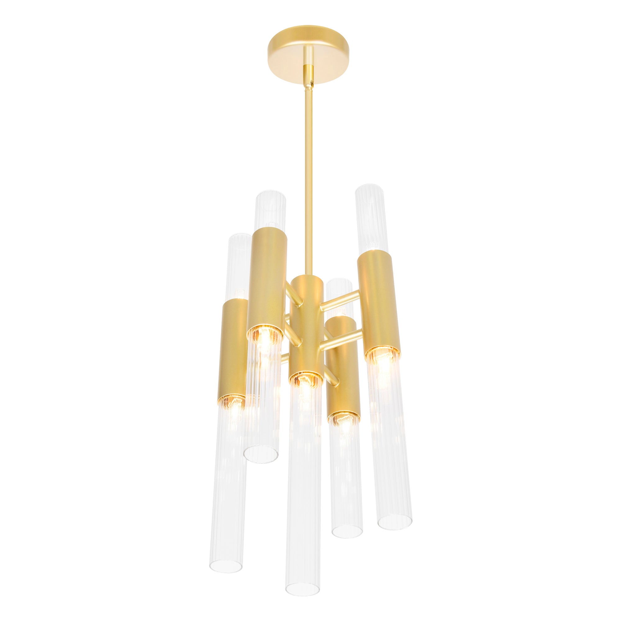 Orgue 9 Light 8in Satin Gold Mini Pendant