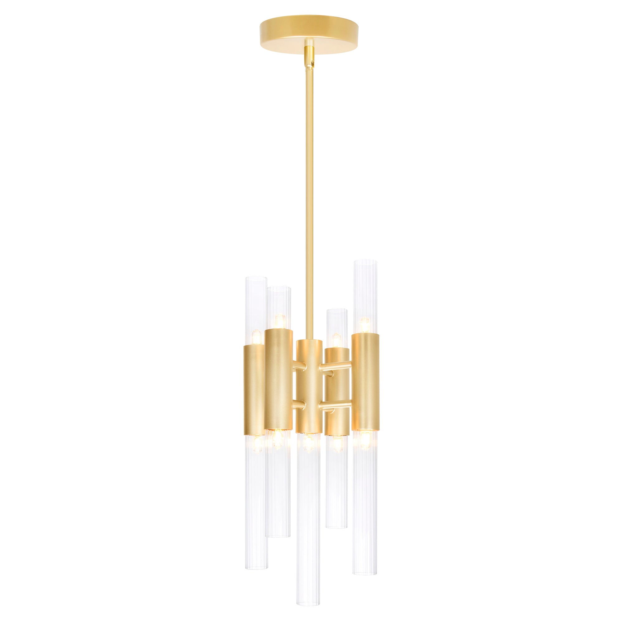 Orgue 9 Light 8in Satin Gold Mini Pendant