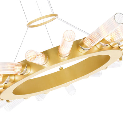 Collar 21 Light Satin Gold Chandelier