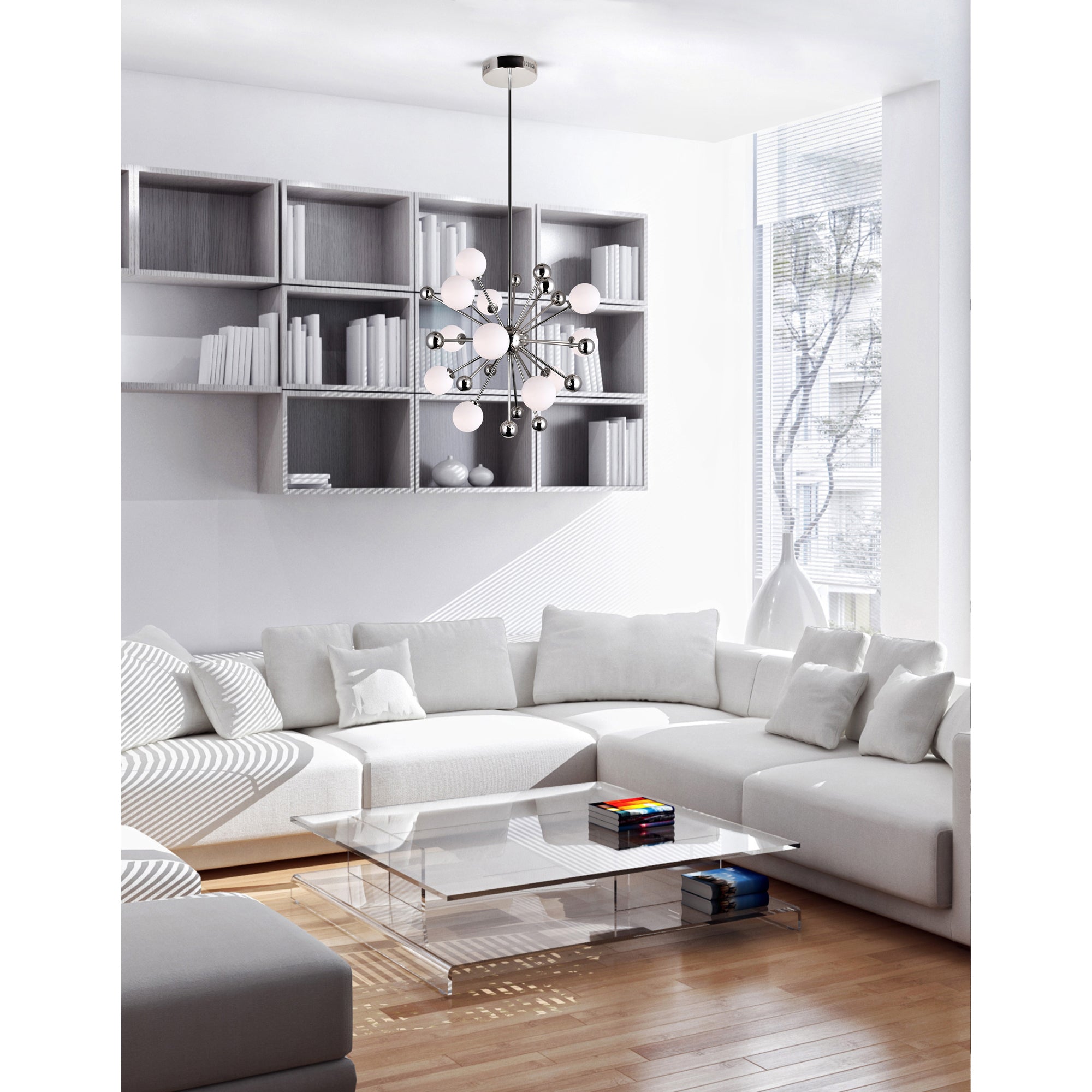 Element 11 Light Nickel Chandelier with Polished Nickel Finish