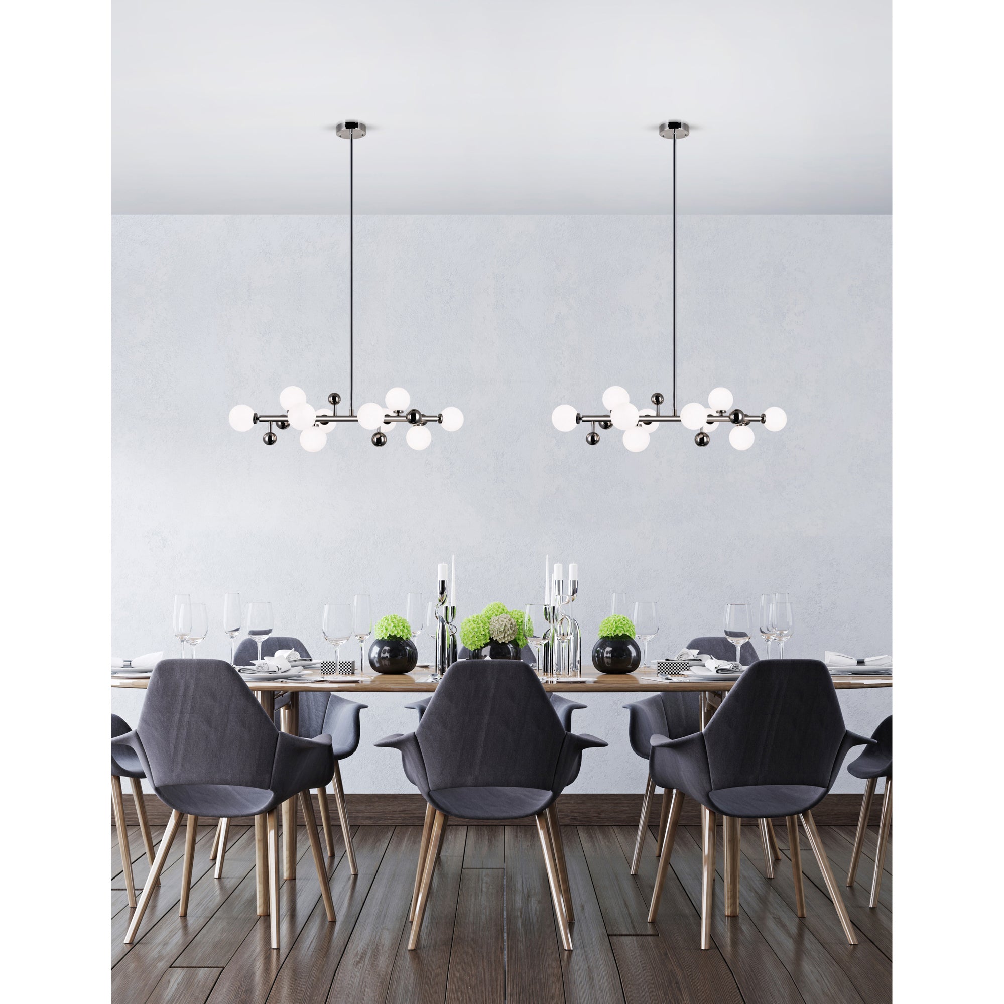 Element 10 Light Nickel Chandelier with Polished Nickel Finish